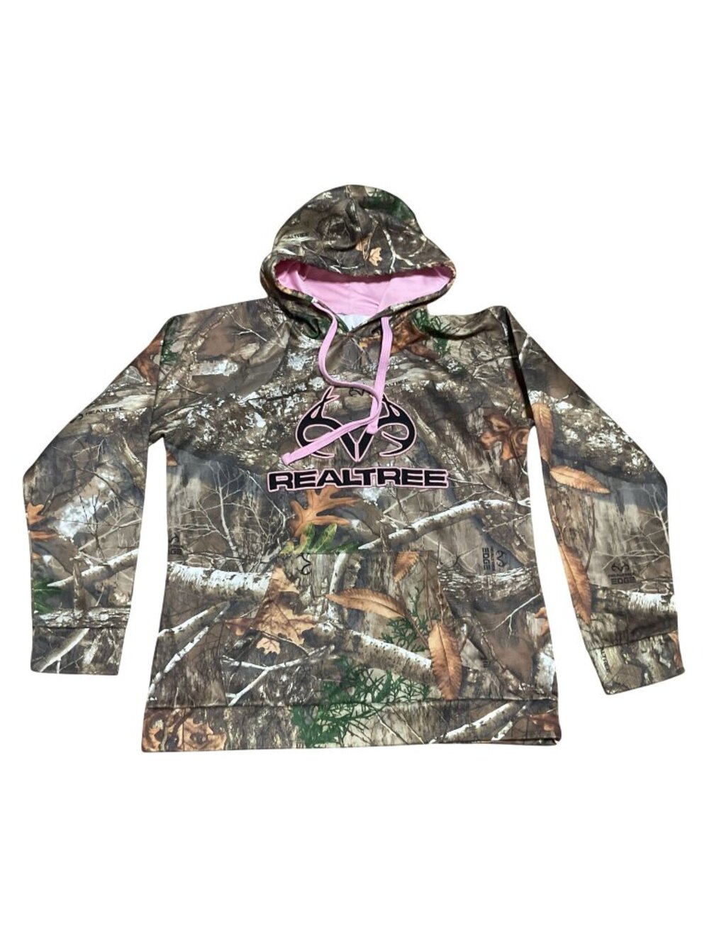 Realtree Camouflage Hoodie Pink Accents Size M Polyester Hunting-Style Pullover